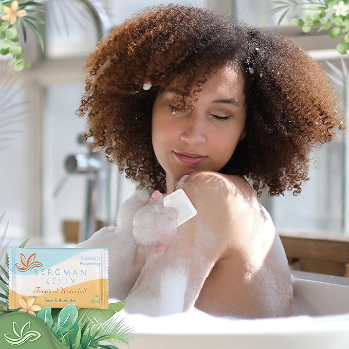 BERGMAN KELLY Rectangular Hotel Soap Bars, Shampoo & Conditioner 3-Piece Set (1 oz each, 150 pc, Tropical Waterfall), Delight Guests w/Invigorating & Refreshing Bulk Travel Size Hotel Toiletries