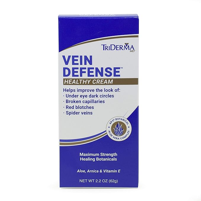 TriDerma Vein Defense Healthy Cream 2.2 Ounces Helps Improve the look of Spider Veins and Under Eye Dark Circles