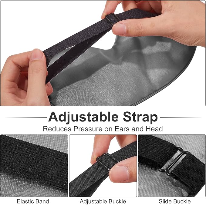 2 Pieces Silk Heated Eye Mask for Dry Eyes USB Steam Warm Compress for Puffy Eyes Adjustable Temp Sleep Eye Mask for Dry Eye, Chalazion, Blepharitis, Stye (Black, Grey)