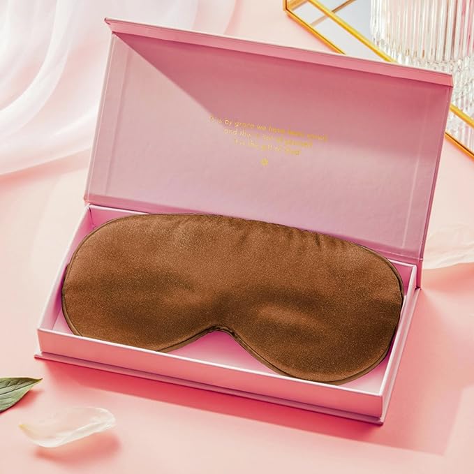 Grace & Company Silky Satin Eye Mask for Women - Premium Brown Satin Silk Sleep Mask - Hydrating, Ultra Soft & Lightweight Vegan Sleeping Mask - Cardamom
