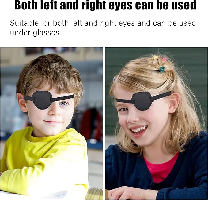 Eye Patches for Adults，2 Pcs Medical Eye Patches for Amblyopia Lazy Eye Patches for Left or Right Eyes，Black 3D Adjustable Eyepatch