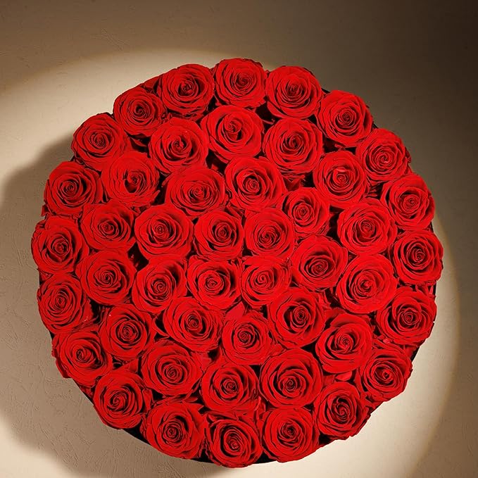 47 Flowers in a Luxury Suede Box, Birthday Gifts for Women, Preserved Flowers, Mothers Day Roses Gift for Mom, Red