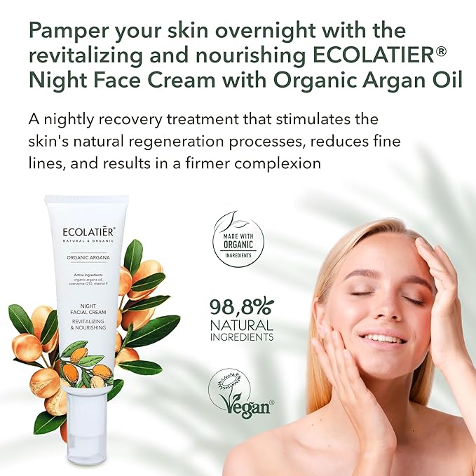 Facial Cleansing Milk, Tonic & Night Cream Bundle - Organic Argana Oil, Revitalizing, Nourishing, Anti-Aging, Hydrating, Vitamin E & C, Collagen Boost, Firming