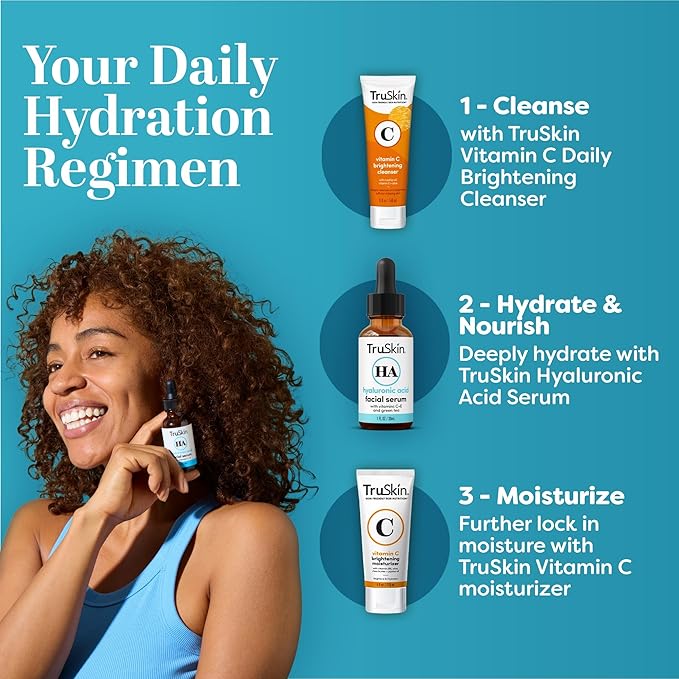 TruSkin Hyaluronic Acid Serum for Face + 7 Ultra Hydrating Ingredients – Best Face Serum for Moisturizing, Visibly Plumping Skin & Smoothing the Look of Fine Lines, 2 fl oz