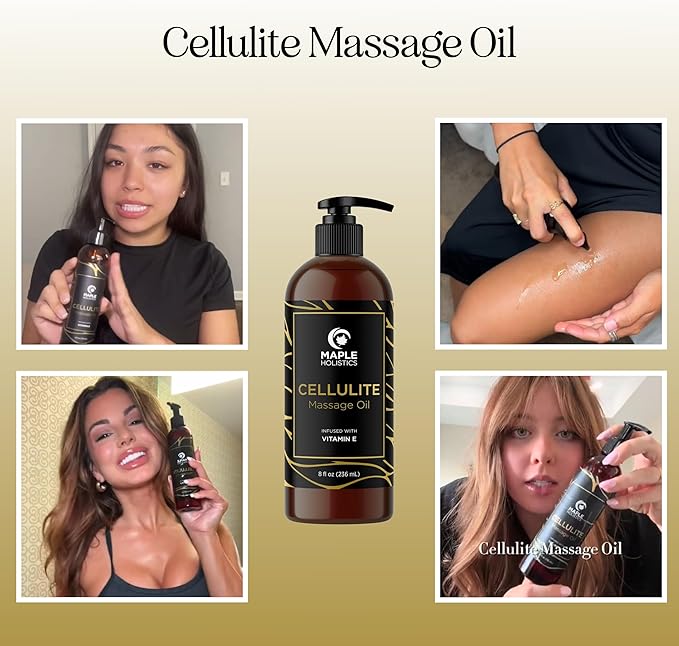 Advanced Anti Cellulite Massage Oil - Skin Tightening Anti Cellulite Oil for Thighs and Bum - Loose Skin Firming Body Oil for Massage Tools with Body Sculpting Essential Oils for Skin (Citrus Scent)