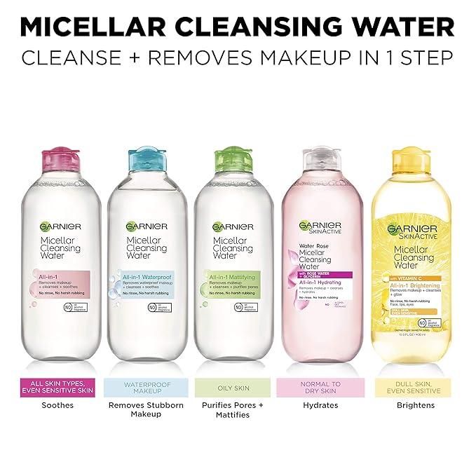 Garnier Micellar Water with Vitamin C, Facial Cleanser & Makeup Remover, Brightening & Hydrating, For All Skin Types, Vegan, Cruelty Free, 13.5 Fl Oz (400mL), 2 Count