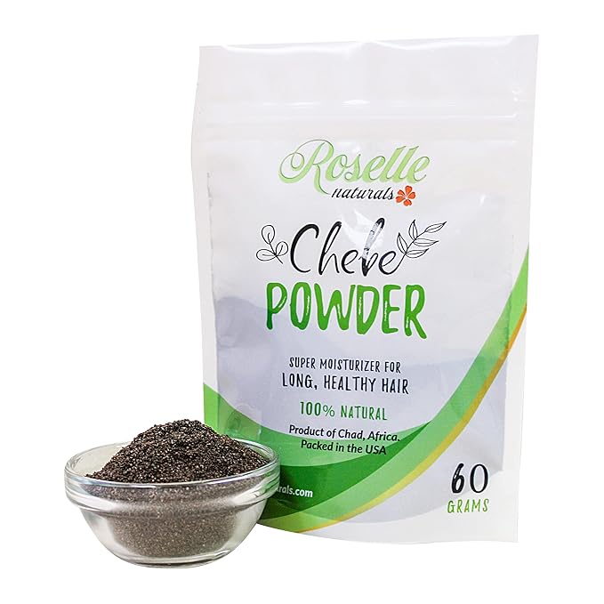 Roselle Naturals Chebe Powder for Hair Growth Imported from Chad, Africa 60g - African Chebe Hair Powder Organic, Hair Treatment Mask, Deep Moisturizing Hair Growth
