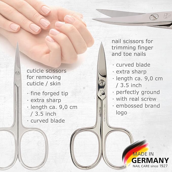 3 Swords Germany - brand quality 8 piece manicure pedicure grooming kit set synthetic leather case white - Made in Germany