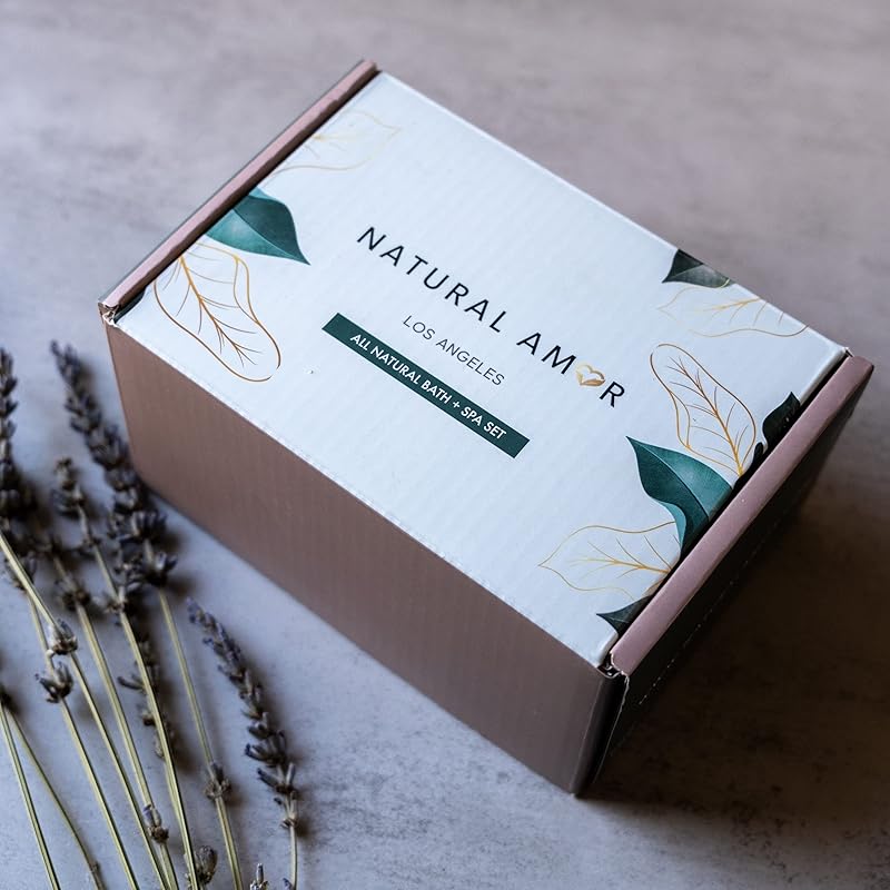 Natural Amor Citrus Handmade Bath Body Gift Set,4pcs Self Care Gift for Women,Includes Soap Bar, Bath Bomb, Clay Mask, Body Butter- Thank you Gift for Pampering