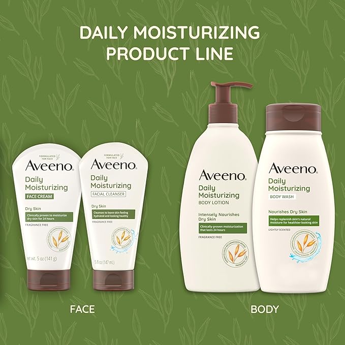 Aveeno Daily Moisturizing Facial Cleanser for Dry Skin, Hydrating Acne Face Wash with Soothing Oat for soft & Supple Skin, Free of Parabens, Sulfates, Fragrance, Dyes & Soaps, 5 fl. oz, 3 Pack