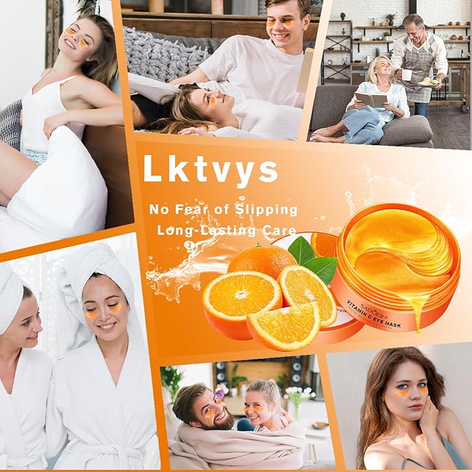 Vitamin C Eye Patches 2-Pack 120 PCS, Improving Skin Tone, Reducing Dark Circles and Refreshing, Collagen Eye Mask for Puffy Eyes, Suitable for Both Men and Women