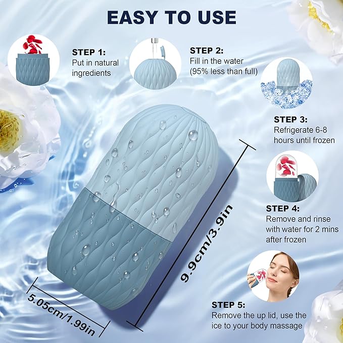 2 Pack Ice Roller for Face and Eye, Skin Care for Shrink Pores Reduce Puffiness, Nursing Tool for Fever, Redness and Swelling, Ice Cube, Ice Mold, Ice Stick, Ice Holder for Face Women Men (Blue-Pink)