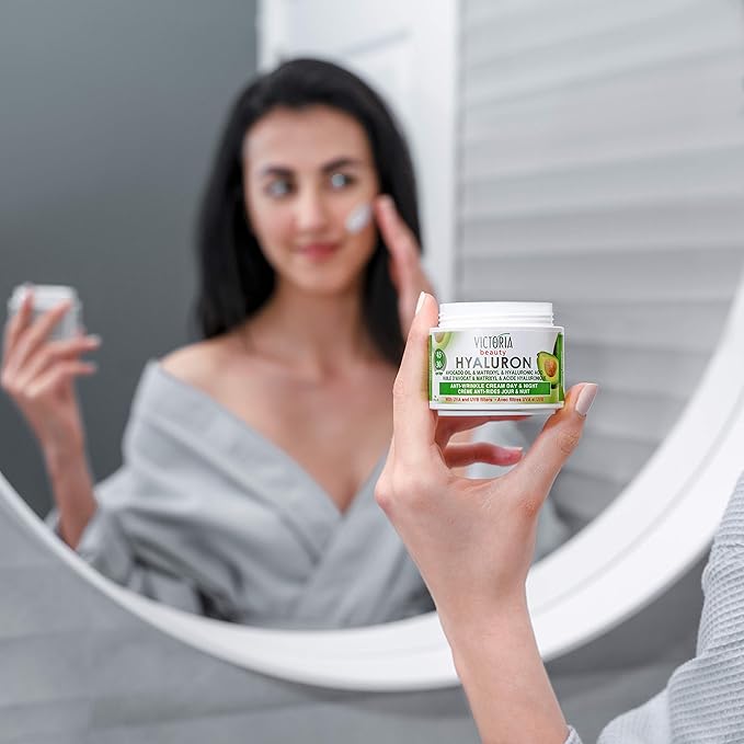 Hyaluron Anti-Wrinkle Cream with Avocado Oil - for Mature Skin (Age 30+) - Intensive Natural Cream for Day & Night With UV Filters