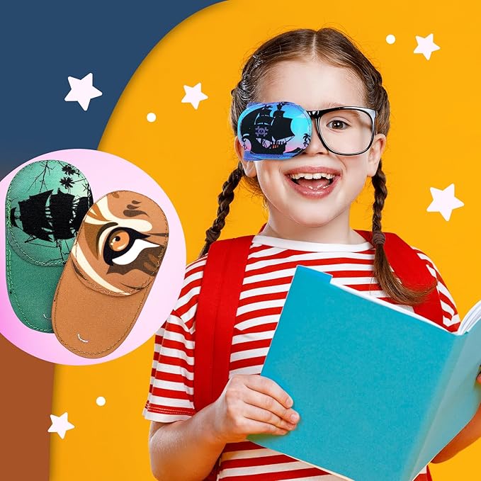 Newcotte 12 Pcs Eye Patch for Kids Toddler Reusable Adjustable Girls Boys Eyepatch for Glasses Left or Right Eye Patch, Assorted Patterns(Spooky)