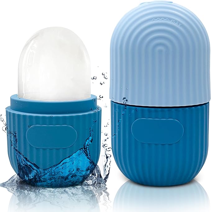 Luxury Cooling Ice Face Roller - Silicone Ice Mold for Face, Eyes, and Neck (Blue)