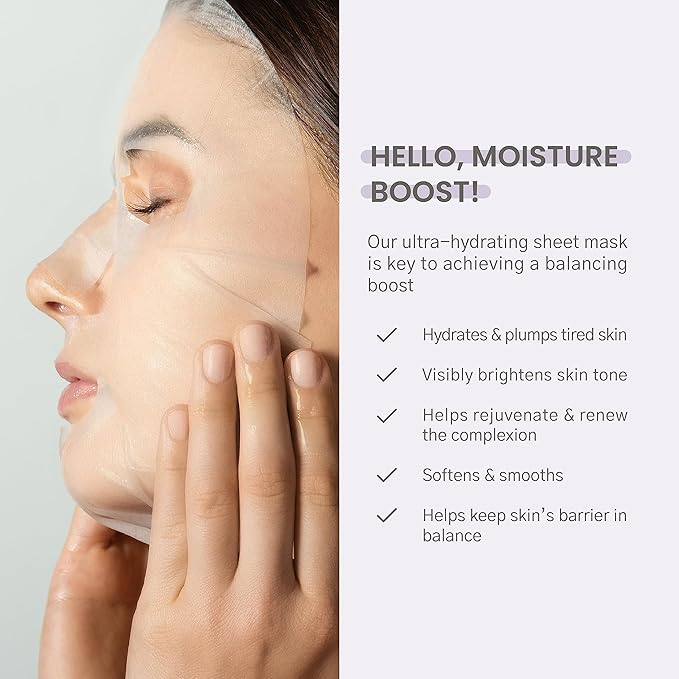 Karuna Skin - DRENCH Hydrating Sheet Mask, Pore-Minimizing Facial Skin Care Products, Hydrating Sheet Masks with Pear Extract & Peony, Face Mask for Skin with Acne & Dark Spots, 0.74 fl. oz./22 ml