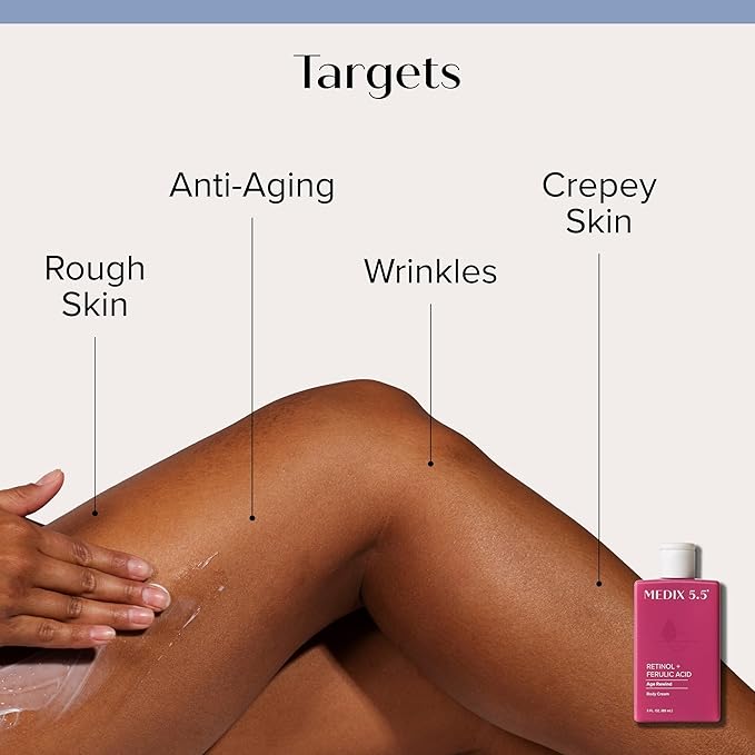 MEDIX 5.5 Best Sellers Travel Kit Skin Care Set - Retinol Body Lotion + Glycolic Acid Exfoliating Body Wash + 20% Vitamin F Body Oil 3PC Skincare Set | Crepey Skin Care Treatment, 3 Piece Travel Kit