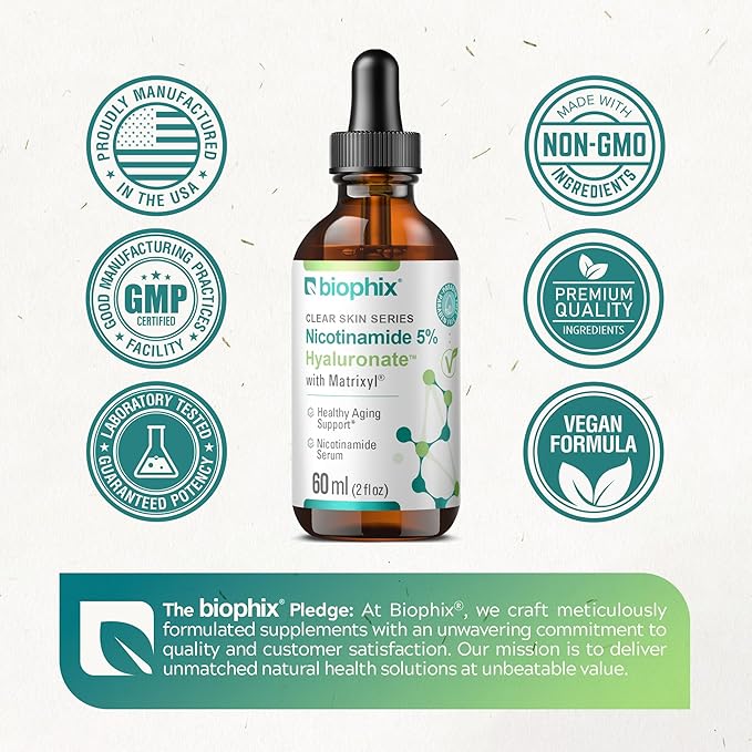 B-3 Nicotinamide Age-Defying Liquid Serum 2 oz - Hyaluronic Acid - Matrixyl ® - Supports Skin Health - Healthy Aging