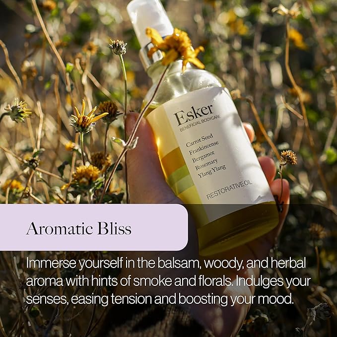 Esker Restorative Body Oil | Premium Deep Hydration Oil Designed to Soften and Moisturize Skin While Promoting Circulation and Energy Flow, Fast-Absorbing with Vitamins and Antioxidants 4oz