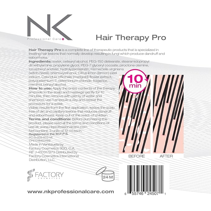 Hair Therapy Pro Ampoule - Detox - Capillary Anomalies - Dandruff Treatment | Dry Scalp | (3 Pack) 36ml.