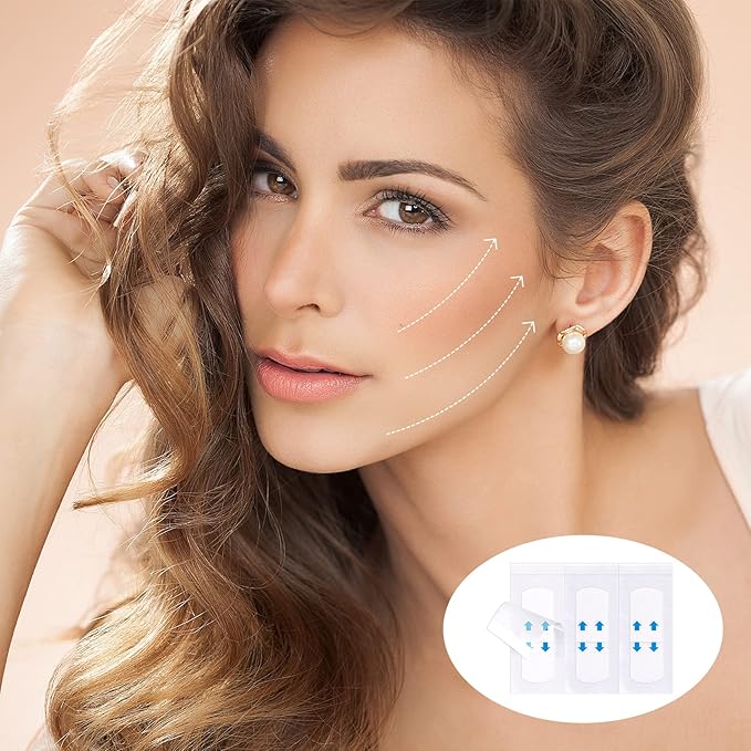 PAGOW 40PCS Face Lift Tape Invisible Instant Adhesive Lifter Bands Waterproof Ultra thin Makeup Strip for Neck Eye Breathable Hypoallergenic Double Chin Jowls Lifter Wrinkles Lifting Saggy Skin