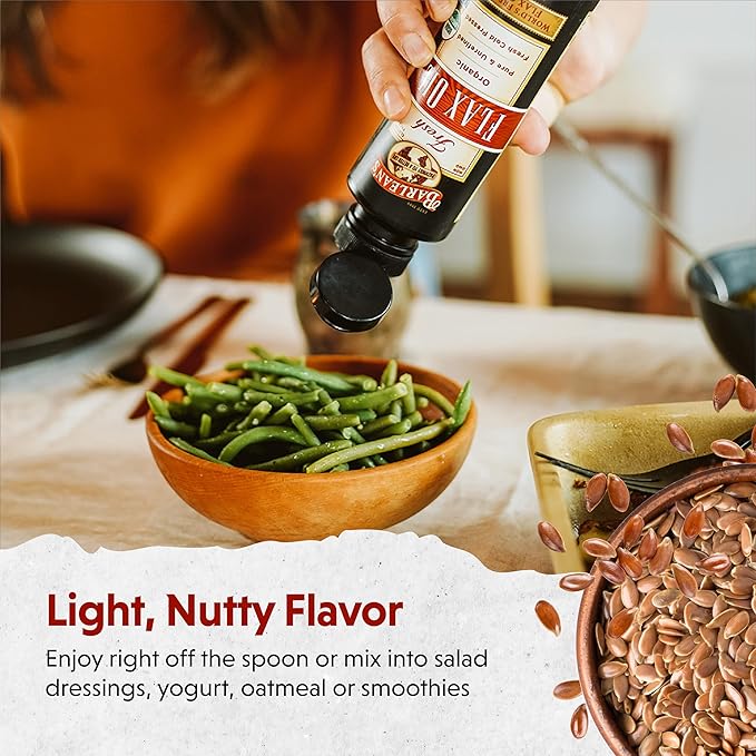 Barlean's Organic Flaxseed Oil Liquid, Cold Press Flax Seeds, 7,640mg ALA Omega 3 Fatty Acid Supplement for Healthy Hair, Skin, and Eyes, Vegan & Gluten Free, 12 oz