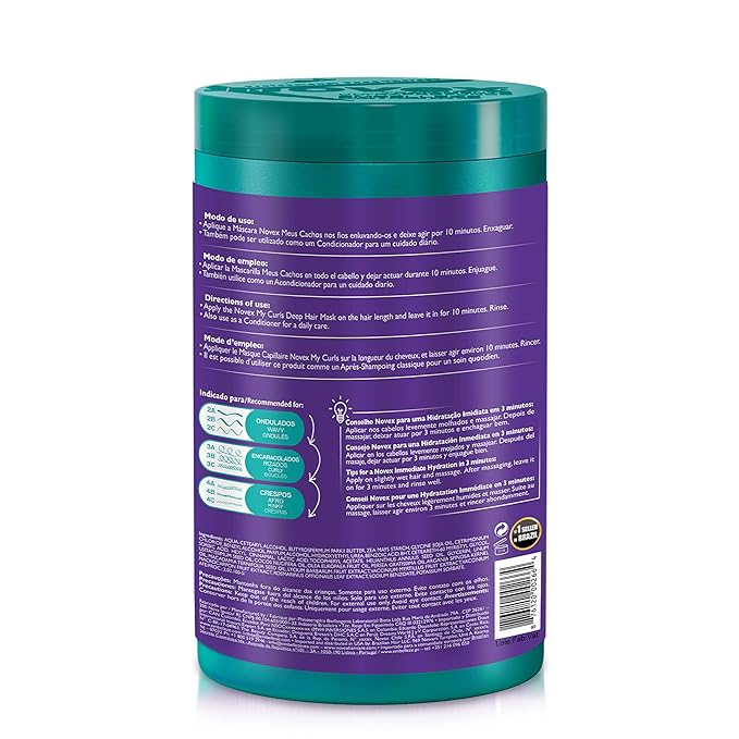 Novex My Curls Deep Conditioning Hair Mask Cream (35.2oz) Moisturizing Treatment Defines Curls, Controls Volume, Reduces Frizz, Adds Softness, for All Curly Hair Types