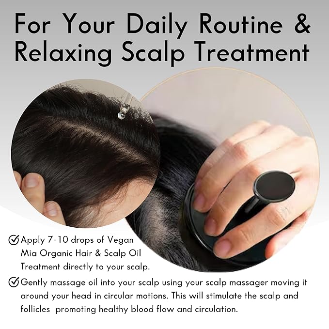USDA Organic Hair Oil Treatment for Intense Nourishment, Dry Scalp Relief, and Hair Growth Promotion - Silicone Head Massager for Relaxation and Exfoliation