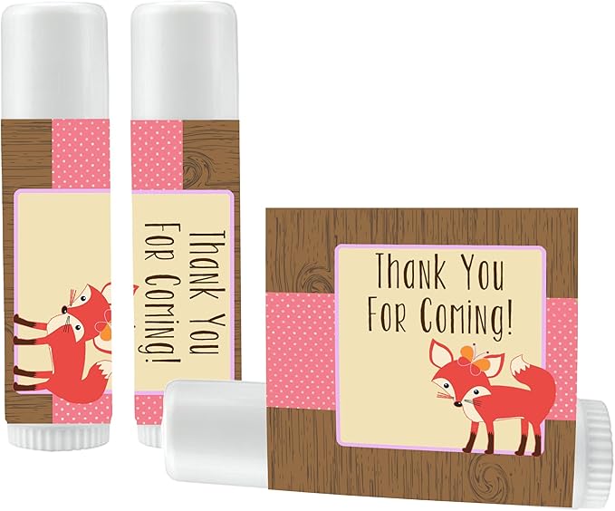 12 Fox Lip Balm Favors for Girl - Woodland Baby Shower Favors - Girl Fox Baby Shower - Woodland Birthday Favors - Fox Birthday Favors