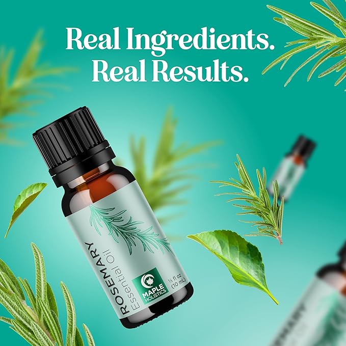 Pure Rosemary Essential Oil for Aromatherapy - Undiluted Rosemary Oil for Hair Skin and Nails - Rosemary Essential Oil for Diffusers Plus Hair Oil for Enhanced Shine Cleansing and Dry Scalp Treatment