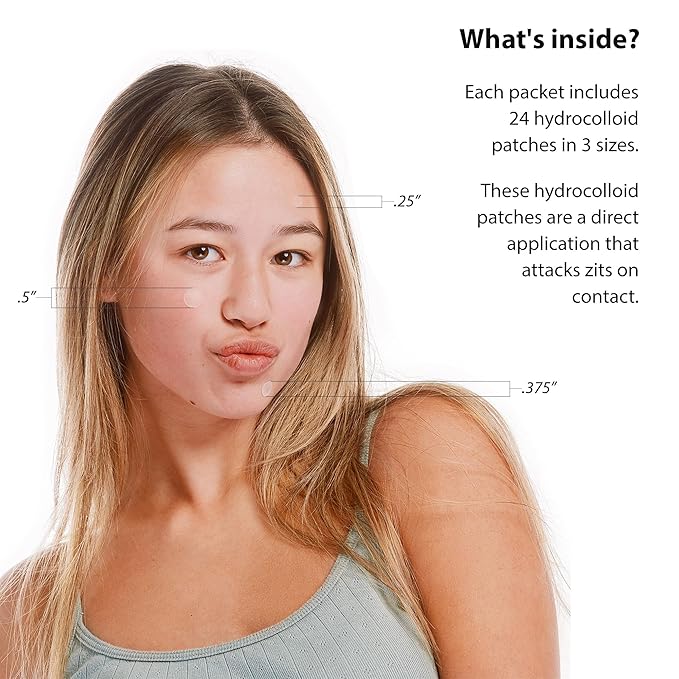 Frilliance Invisible Clear Circle Hydrocolloid Acne Pimple Patches for Zits and Blemishes (24 Count, 3 Sizes) Spot Treatment Stickers for Face & Skin, Vegan and Cruelty Free