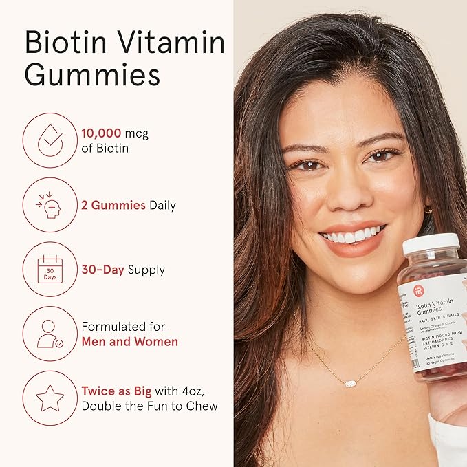 iRestore Hair Gummy Vitamins, Vegan Biotin Gummies for Hair Skin and Nails, Hair Gummies, Biotin Gummies for Hair Growth Biotin Vitamins for Women & Men, Biotin 10,000mcg, 3PK