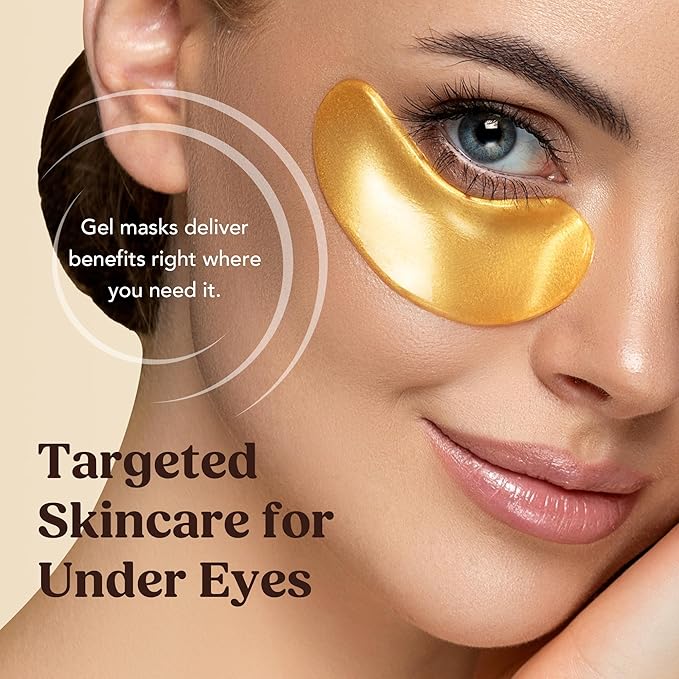 DERMORA Golden Glow Under Eye Patches (50 Pairs Eye Gels) - Rejuvenating Treatment for Dark Circles, Puffy Eyes, Refreshing, Revitalizing, Travel, Wrinkles