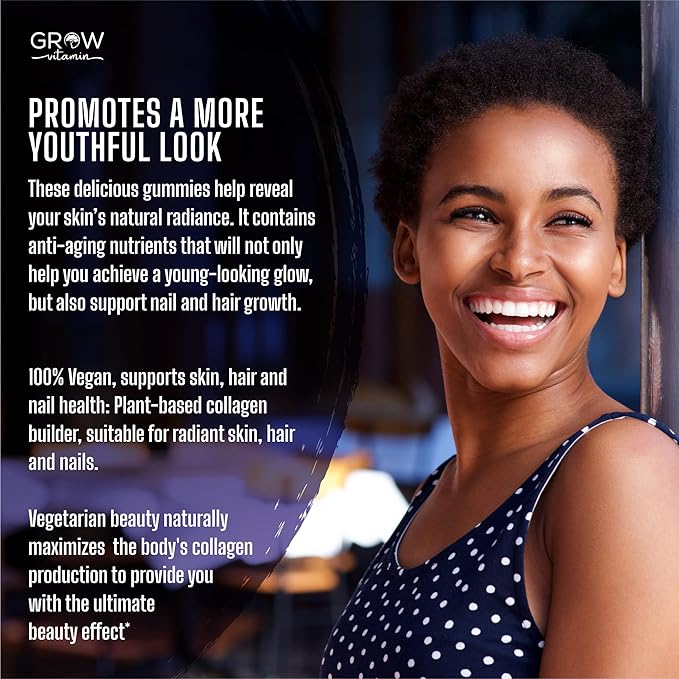 Superfruit Gummy Beauty Vitamins - Supports Skin, Hair, and Nail Health - Vegan Collagen Builder with Silica, Biotin, Super Berry Amla, Vitamin C, A, E, Orange Flavor, Non GMO, No Gluten - 60 Gummies