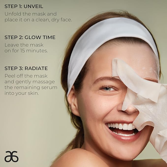 Arbonne Radiance Face Sheet Mask - Sheet Face Mask with Niacinamide for Dry and Dull Skin, Enhance Brightness, Tone, Smooth and Hydrate Skin - 1 Pack