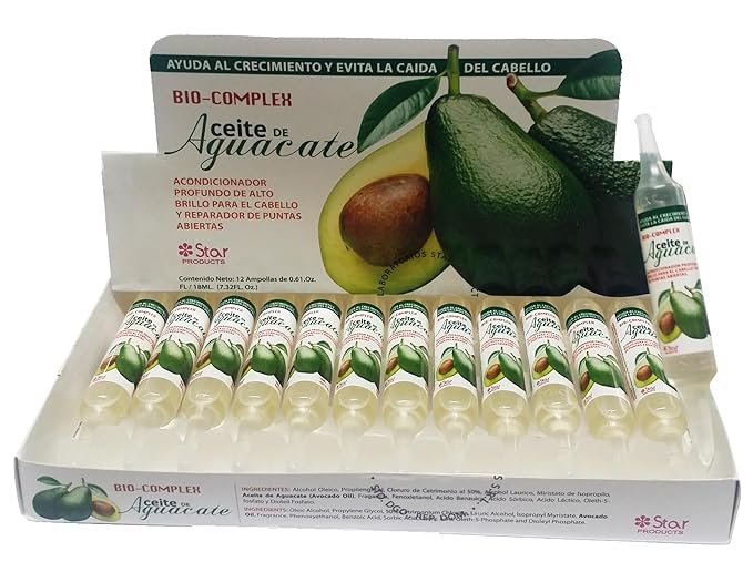 Biocomplex Avocado Oil Ampoules 1 Pack – 0.61 oz Each, Deep Nourishing Hair Treatment for Hydration, Repair, and Strengthening