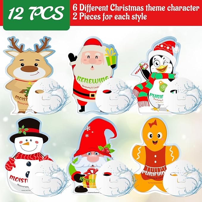 Timgle 36 Pcs Christmas Stocking Stuffers Bulk Facial Masks Skincare Face Sheet Masks Holiday Gifts for Women, Fragrance Hydrating Face Mask Spa Gifts Bulk for Coworker Adults Stocking Stuffer