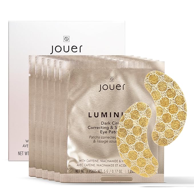 Jouer Luminize Dark Circle Correcting & Smoothing Eye Patches, Caffeine Eye Patch for Dark Circles and Puffiness, Under Eye Mask Patch for Wrinkles