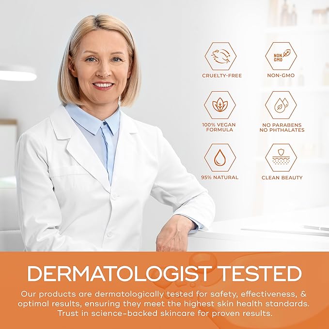 Vitamin C Serum with Collagen - Dark Spots & Skin Brightening, Anti-Aging & Acne Treatment - Dermatologist Tested Korean Skincare - Clean Beauty, Cruelty-Free - 1.69 oz