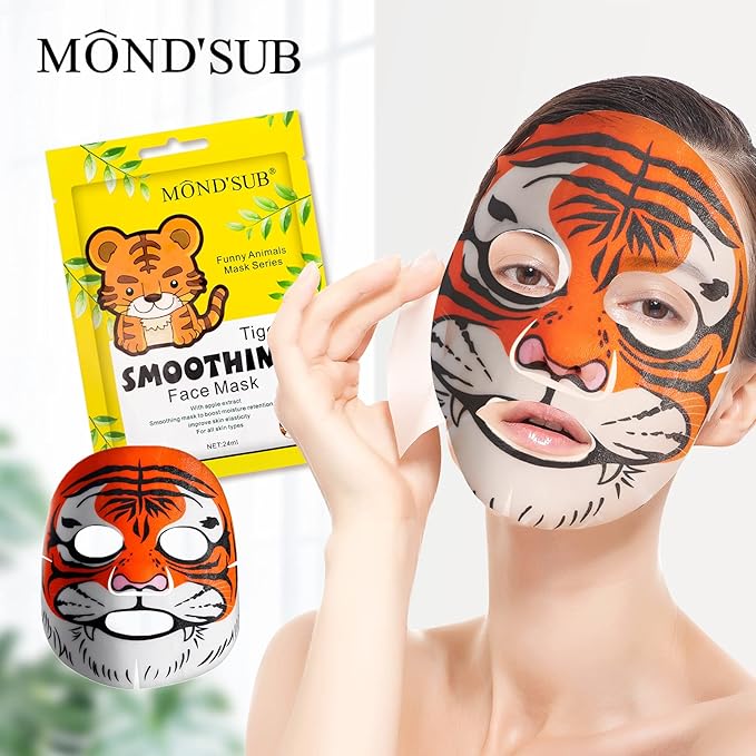 Animal Spa Beauty Mask, Character Masks Sheet-(Pack of 5) KITTY Cat Firming Nourishing & Moisturizing Effects For All Skin Types- Birthday Party Gift for her, Girls Night, Spa Night, Beauty Gift