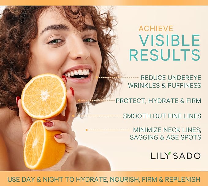 LILY SADO CITRUS KISS™ Vitamin C Moisturizer - Anti-Wrinkle Natural Vegan Daily Face Moisturizing Lotion - Hydrates, Softens, Firms & Tones for Healthy, Glowing & Radiant Skin. For Women & Men