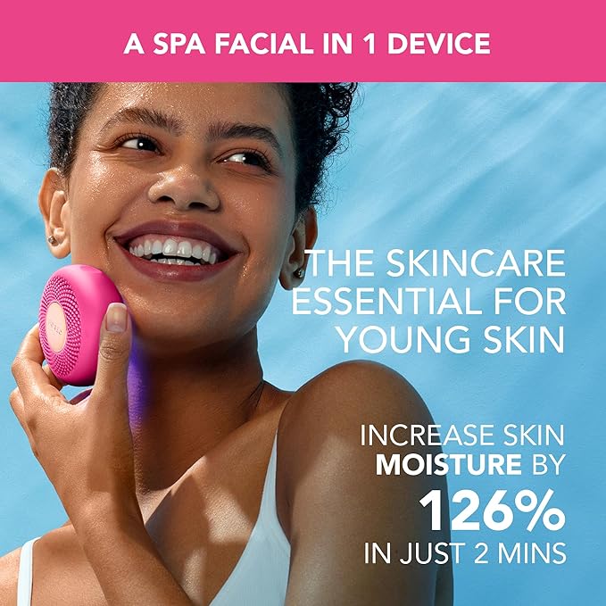 FOREO UFO 3 mini 4-in-1 Face Mask Skincare Device - Face Moisturiser - Anti-Aging - Red Light - Warming - Facial Massage - App-connected - Fuchsia