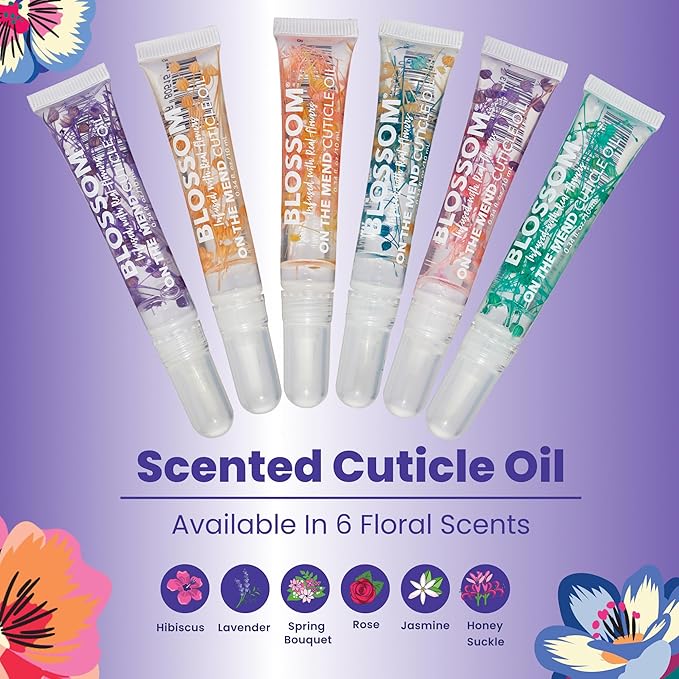 Blossom Cuticle Oil Pen for Nails, On the Mend Scented Travel Nail Oil for Growth and Strength, Infused with Real Flowers 0.34oz, Rose
