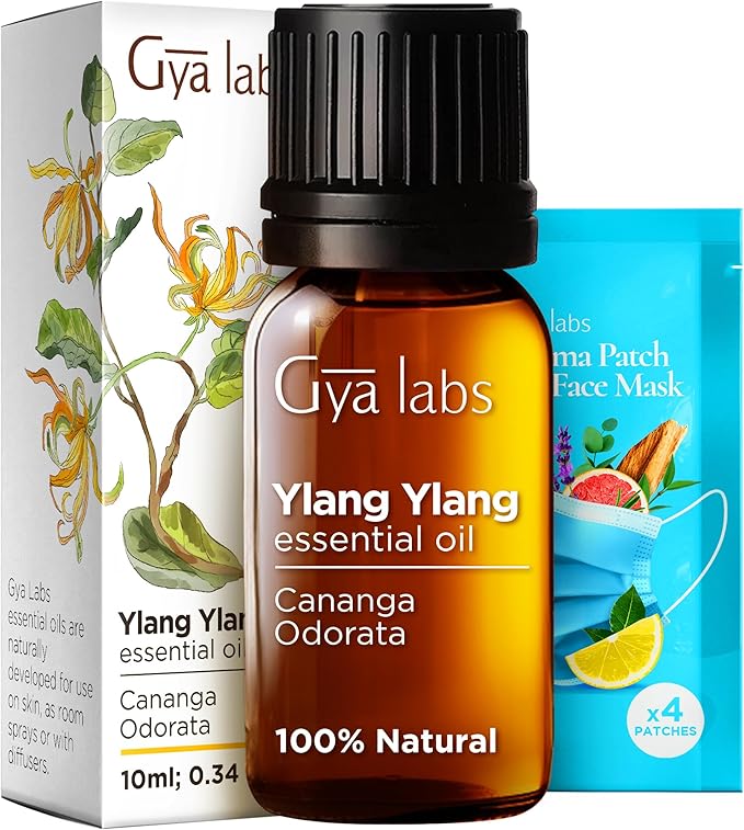 Gya Labs Ylang-Ylang Essential Oil for Diffuser - 0.34 Fl Oz - 100% Pure Natural Ylang Ylang Essential Oil for Skin, Hair Health, Face, Aromatherapy & Candle Making Scent