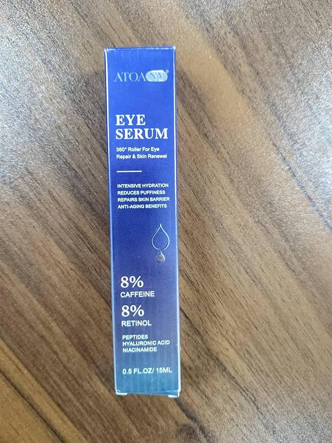2 Packs Eye Serum for Dark Circles and Puffiness with 8% Caffeine 8% Retinol Hyaluronic Acid Niacinamide, Under Eye Cream Anti Aging for Puffiness and Bags with 360° Eye Roller Ball for Women & Men