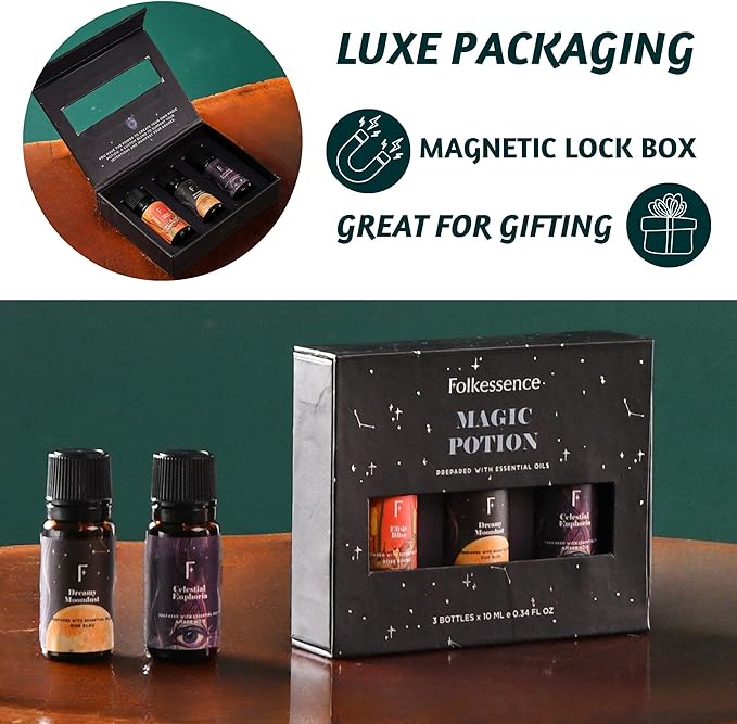 Folkulture Essential Oils for Diffuser Oil | Essential Oils Set of 3 Fragrance Oil Diffuser Oils | Diffuser Oils Scents for Home | Fragrance for Diffuser for Gifts for Mothers - Rose Rouge & Oud Bleu