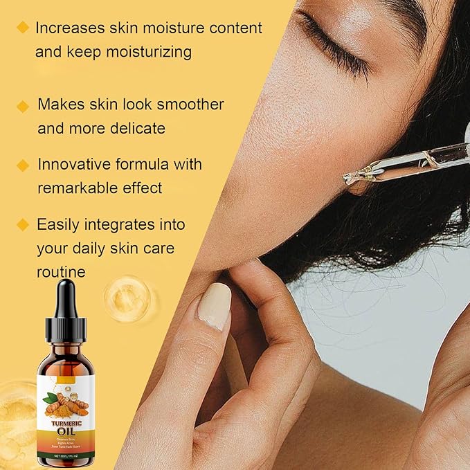 Turmeric Oil for Face, Anti-aging, Remove Excess Grease, Reduce Acne, Improve Dull Skin, Evens Tone, Deep Moisturizing, Cold Press Organic Turmeric Oil for Body, Hair, Skin Moisturizer