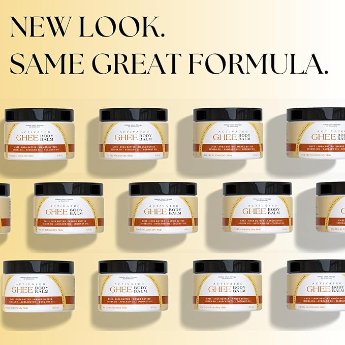Activated Ghee Body Oil/Balm | Shea Moisturizer | Moisturizer for Extra Dry Skin | Innovative New Formulation | Ghee, Shea Butter, Coconut Oil | After Sun Moisturizer (8 oz)