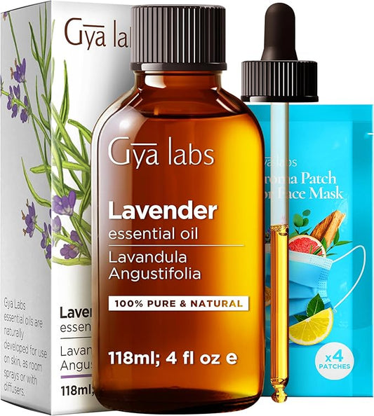 Gya Labs Lavender Essential Oil for Diffuser - Huge 4 Fl Oz - 100% Pure Natural Lavender Oil for Skin, Hair, Massage, Aromatherapy & Candle Making Scent