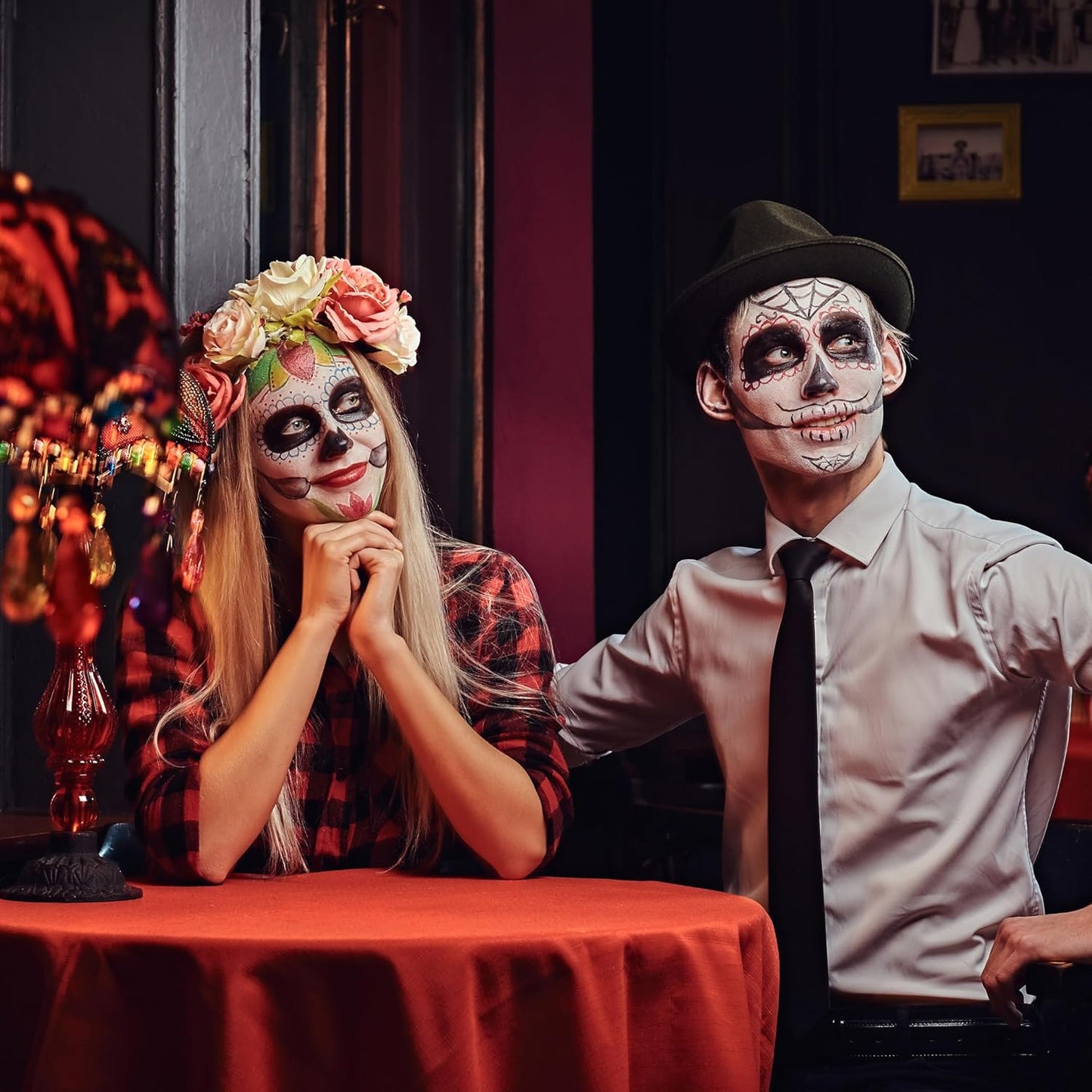 Spooktacular Creations 8 PCS Halloween Makeup Kit SFX Face Body Paint Set with Wound Scar Wax,12 Colors Face Paint Palette,Fake Blood,Spatula,Brushes for Halloween Costume,Zombie Makeup Dress Up